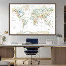 Animal World Map for Kids Room Decor