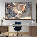 Abstract Blue and Gold Wall Art - Fluid Ink Artwork - Modern