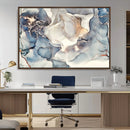 Abstract Blue and Gold Canvas Wall Art - Fluid Modern Ink