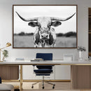 Highland Cow Wall Art Canvas Print – Black and White Western