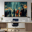 Urban Night Jazz Wall Art Canvas Print – Moody Rain-Soaked