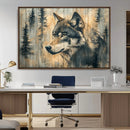Wood Style Rustic Wolf Wall Art Canvas Print, Vintage