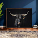 Majestic Longhorn Bull Wall Art Canvas Print – Dark by MyGreatCanvas | Canvas Wall Art Prints | Photo Prints & Wall Decor
