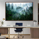 Misty Forest Wall Art Canvas Print – Framed Foggy Mountain