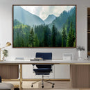 Misty Forest Mountain Wall Art Canvas Print – Framed Serene