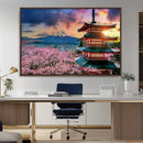 Mount Fuji Cherry Blossom Wall Art Canvas Print – Framed