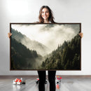 Misty Valley Wall Art Canvas Print – Foggy Forest Pine Trees