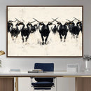 Texas Longhorn Wall Art – Framed Black White Cattle Canvas by MyGreatCanvas | Canvas Wall Art Prints | Photo Prints & Wall Decor