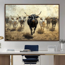 Texas Longhorn Wall Art – Framed Charging Cattle Canvas by MyGreatCanvas | Canvas Wall Art Prints | Photo Prints & Wall Decor