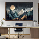 Moonlit Mountain Wall Art Canvas Print – Silhouetted Pines