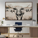 Texas Longhorn Wall Art Canvas Print – Framed Speckled Bull