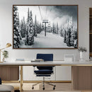 Snowy Pines Wall Art Canvas Print – Framed Ski Lift Winter