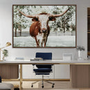 Texas Longhorn Wall Art Canvas Print – Framed Spotted Bull