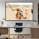 Texas Longhorn Wall Art Canvas Print – Framed Spotted Cow