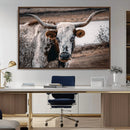 Texas Longhorn Wall Art Canvas Print – Framed Spotted Bull