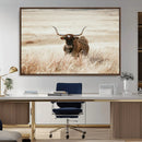 Texas Longhorn Wall Art Canvas Print – Framed Brown Horned