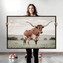 Texas Longhorn Wall Art Canvas Print – Framed Spotted Cattle by MyGreatCanvas | Canvas Wall Art Prints | Photo Prints & Wall Decor