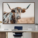 Texas Longhorn Wall Art – Framed Speckled Cow Canvas by MyGreatCanvas | Canvas Wall Art Prints | Photo Prints & Wall Decor