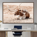 Texas Longhorn Wall Art Canvas Print – Framed Resting Bull by MyGreatCanvas | Canvas Wall Art Prints | Photo Prints & Wall Decor