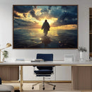 Jesus Walks Wall Art Canvas Print – Framed Divine Sunset by MyGreatCanvas | Canvas Wall Art Prints | Photo Prints & Wall Decor
