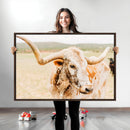 Texas Longhorn Wall Art Canvas Print – Framed Speckled Cow