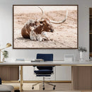 Texas Longhorn Wall Art Canvas Print – Framed Resting Bull by MyGreatCanvas | Canvas Wall Art Prints | Photo Prints & Wall Decor