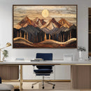 Wood Mountain Wall Art Canvas Print – Framed Boho Abstract