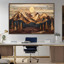 Wood Mountain Landscape Wall Art Canvas Print – Framed