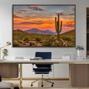 Saguaro Cactus Wall Art Canvas Print – Framed Arizona Sunset