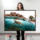 Sea Turtle Wall Art Canvas Print – Framed Ocean Life