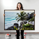 Tropical Coastline Wall Art Canvas Print – Framed Palm Tree