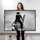 Western Wall Art Canvas Print – Framed Cowboy and Horse