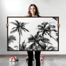 Palm Wall Art Canvas Print – Framed Monochrome Tropical