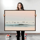 Pastel Ocean Wall Art Canvas Print – Framed Soft Sunset Calm