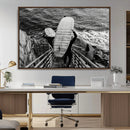 Black and White Surfing Wall Art Canvas Print – Framed by MyGreatCanvas | Canvas Wall Art Prints | Photo Prints & Wall Decor