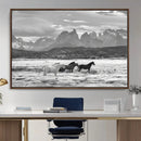 Wild Horses Wall Art – Framed Black White Mountain Canvas by MyGreatCanvas | Canvas Wall Art Prints | Photo Prints & Wall Decor