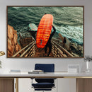 Surfer Stairway Wall Art – Framed Ocean Surf Canvas Artwork, by MyGreatCanvas | Canvas Wall Art Prints | Photo Prints & Wall Decor
