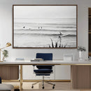 Surfer Silhouette Wall Art – Framed Calm Ocean Monochrome by MyGreatCanvas | Canvas Wall Art Prints | Photo Prints & Wall Decor