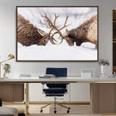 Elk Wall Art Canvas Print – Framed Wildlife Strength Snowy by MyGreatCanvas | Canvas Wall Art Prints | Photo Prints & Wall Decor