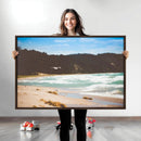 Tranquil Beach Scene Wall Art Canvas Print – Framed Blue
