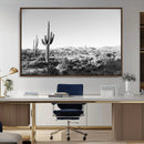 Saguaro Cactus Wall Art Canvas Print – Framed Monochrome