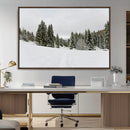 Frosty Pines Wall Art Canvas Print – Framed Silent Snowfall