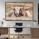 Couple Highland Cows Wall Art Canvas Print – Peaceful Meadow by MyGreatCanvas | Canvas Wall Art Prints | Photo Prints & Wall Decor