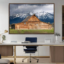 Rustic Wooden Barn Wall Art Canvas Print – Snowy Mountain by MyGreatCanvas | Canvas Wall Art Prints | Photo Prints & Wall Decor