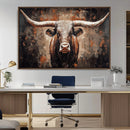 Rustic Longhorn Bull Wall Art Canvas Print – Vintage Western by MyGreatCanvas | Canvas Wall Art Prints | Photo Prints & Wall Decor