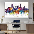 Atlanta Skyline Wall Art Canvas Print – Framed Colorful