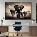 Elephant Family Wall Art Canvas Print, Framed Elephant Wall