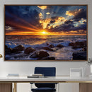 Sunset Ocean Wall Art Canvas Print – Waves Rocky Shore by MyGreatCanvas | Canvas Wall Art Prints | Photo Prints & Wall Decor