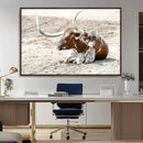 Majestic Longhorn Wall Art Canvas Print – Resting on Sunlit by MyGreatCanvas | Canvas Wall Art Prints | Photo Prints & Wall Decor
