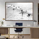 Black White Surfers Wall Art Canvas Print – Riding Gentle by MyGreatCanvas | Canvas Wall Art Prints | Photo Prints & Wall Decor